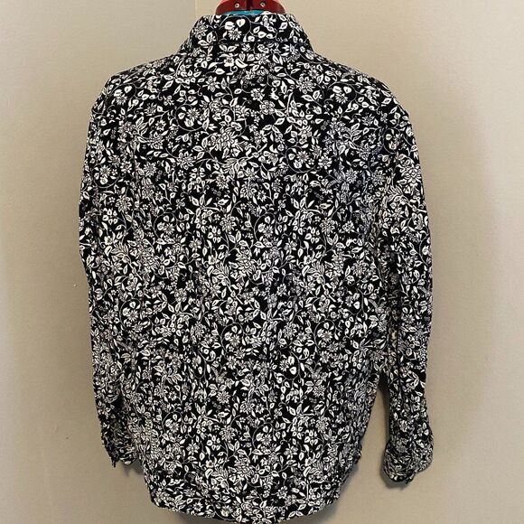 Charter Club BOHO Button Up Cotton Black & White Womens Jacket Size 2X - Picture 3 of 9